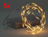 5X Deko Beleuchtung Draht Lichterkette 100 Cm Timer 66 Micro Led Warmweiß
