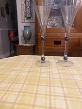 Set of 2 Martini & Rossi Asti Crystal Millenium Champagne Flutes - Excellent
