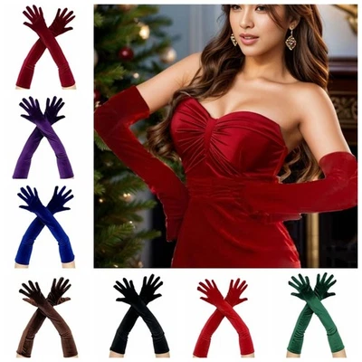 1Pair Velvet Long Gloves Etiquette Mittens Elegant Party Gloves For Dinner Dress