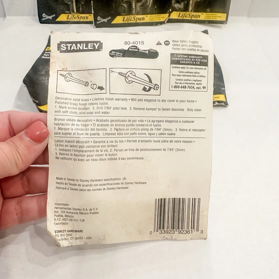 Lote de 5 topes de puerta sólidos Stanley 804015 latón macizo leer Foto 4 de 4