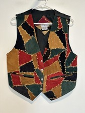 VTG Cheyenne Outfitter Patchwork Leather western Roper folk Rockabilly Snap Vest