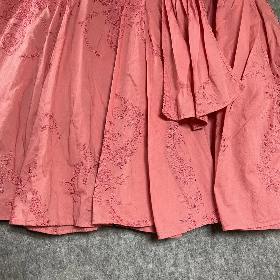 Saia Bebe Feminina Pequena Rosa Bordada com Cinto Casa Completa Boho Feita na França - Imagem 3 de 4