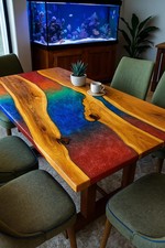 Live Edge Epoxy Resin Tabletop Only   River Table Top   Solid Wood Slab  Decor