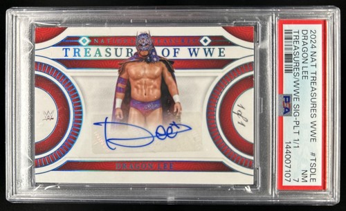 2024 National Treasures WWE Dragon Lee of Signatures Platinum Auto #1/1 PSA 7
