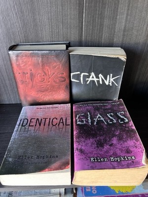 ellen hopkins books lot Of 4 IDENTICAL, CRANK,GLASS TRICKS PAPERBACK PRE-OWNED