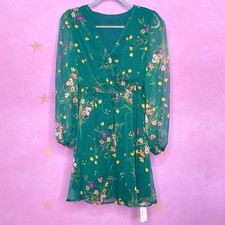 CUPSHE Casual Dress for Women V Neck Floral Chiffon A Line Mini Fall Dress Med