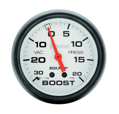 Autometer 5801 Phantom Vacuum/Boost Gauge, 2-5/8'', 30'' Hg-20 PSI, Mechanical