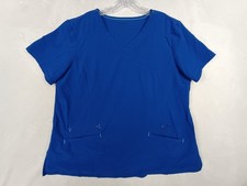 Scrubstar X-Large Medical Scrub Top Electric Blue V-Neck with Zip Pocket