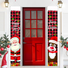 Merry Christmas Decorations Banner, Xmas Outdoor Yard Porch Door Sign Set Welcom