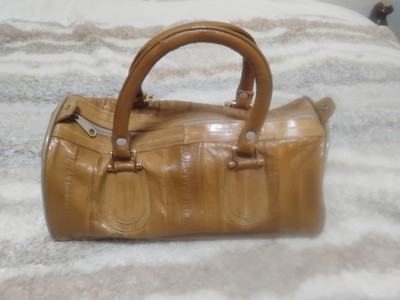 Vintage Camel Tan Eel skin Purse Handbag Satchel