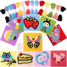 Kids 10-in-1 Cross Stitch Beginner Kit for Kids, includes Instruction of 10