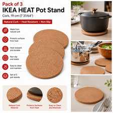 Pack de 3 Soporte para Olla IKEA HEAT, Corcho, 19 cm, 7 Artículos de Cocina 31/64", Totalmente NUEVO