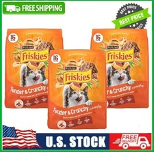 3 PACK Purina Friskies Tender and Crunch'd Dry Cat Food, 16 lb Bag