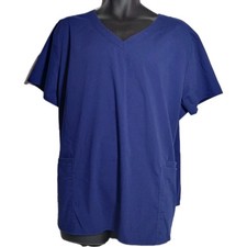 Scrubstar Cotton Blend Scrub Top Indigo Blue 2 Pocket VNeck WM842 Size 3XL