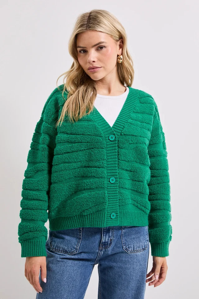 Cárdigan y cárdigans informales Dorothy Perkins verde brillante para mujer Foto 4 de 4