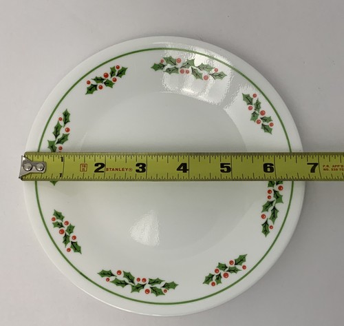 Corelle Christmas Salad Plate Holly Days 6.75” Black Stem USA - Picture 12 of 12