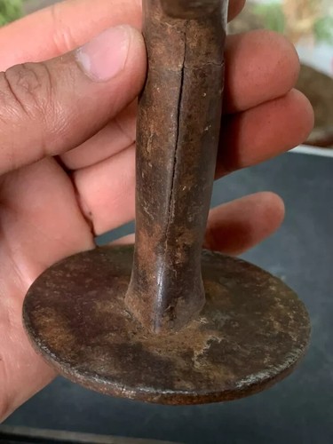 18th C Old Antique Hand Forged Iron Mughal Sword Hilt Handle 6.5" Dagger Hilt - Picture 6 of 9