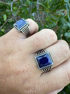 Big 10ct Genuine Natural Blue Sapphire Gemstone Mens Real Solid