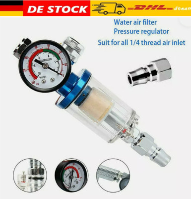 Druckluft filter Druckminderer Luftregler 1/4'' mit Manometer für Lackierpistole