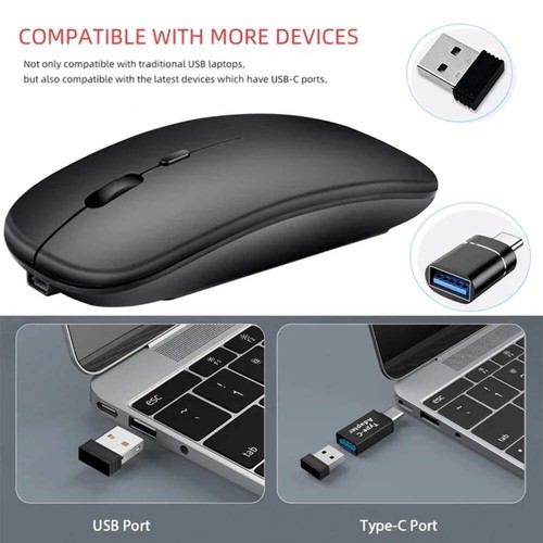 Rechargeable Wireless Mouse Bluetooth-compatible 2.4GHz Dual Modes Computer Mice - Photo 3/30