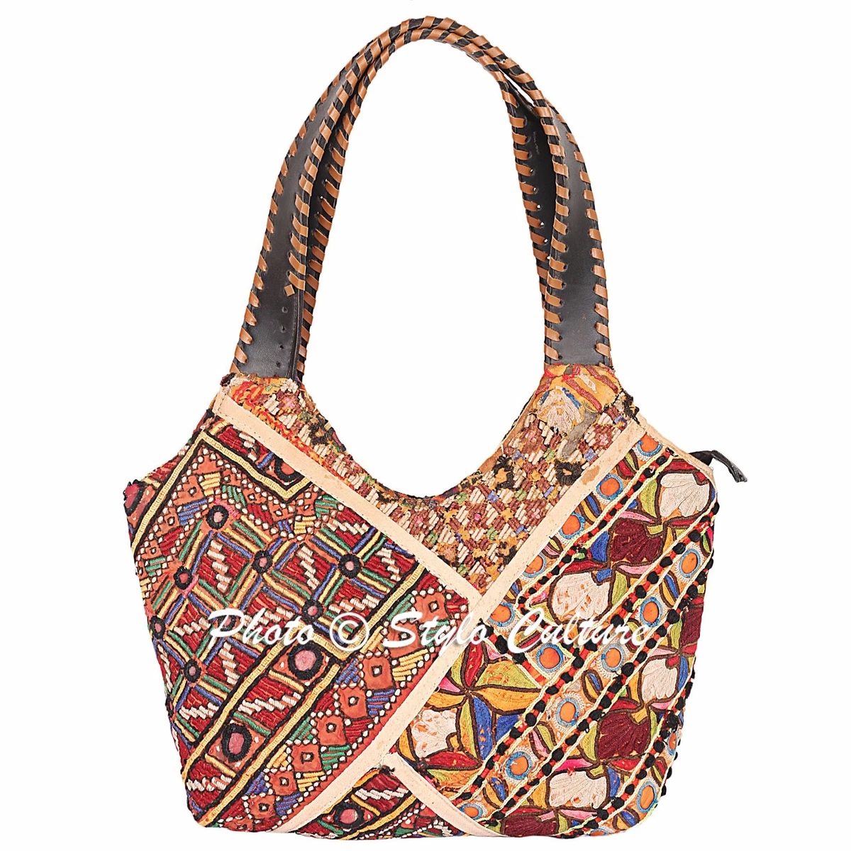Embroidered Vintage Patchwork Banjara Bag Indian Womens Boho Bag Cotton Handbag
