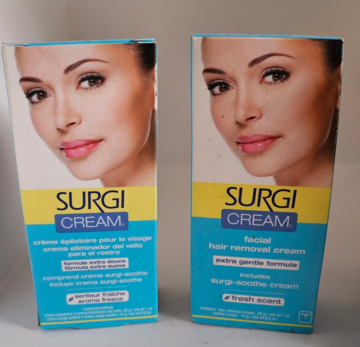 Surgi Cream Facial Hair Removal Cream 1oz Soothe Cream 0.5oz (LOT OF 2
