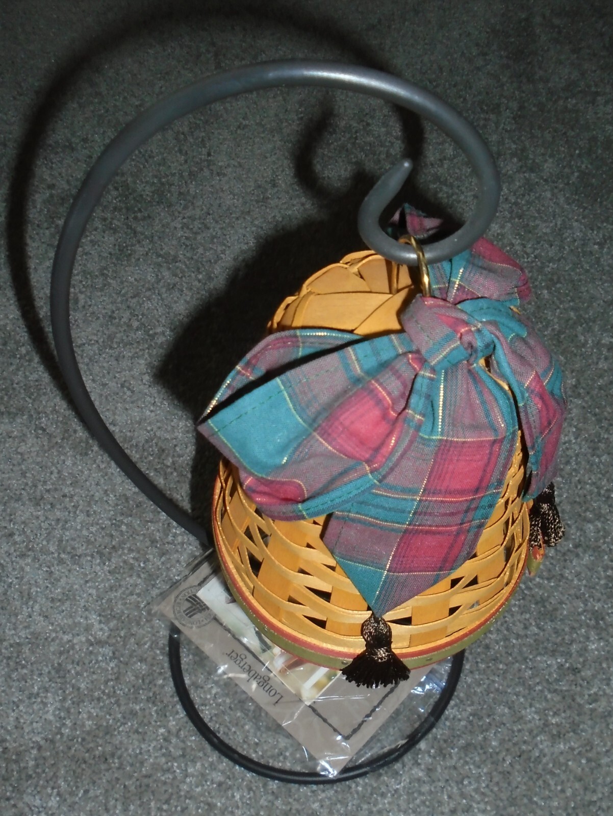 2000 Celebration Noel Christmas Longaberger Bell Basket w/ Iron Hanger