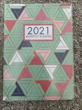 New 2021 Monthly Planner Colorful Geo Design 32 Pgs Jan-Dec Directory 6.7X9.3 In