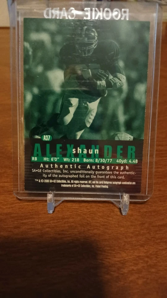 2000 SAGE HIT SHAWN ALEXANDER AUTO ROOKIE CARD MINT - Image 3 of 3