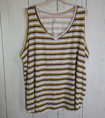 Sonoma Size 4X Multicolor Striped Cotton V Neck Sleeveless Tank Top