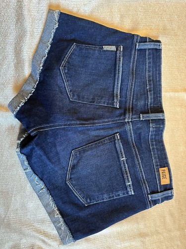 Paige Shorts Gr. 27 Jimmy Jimmy blau Denim Stretch Medium Wash Bündchen roher Saum - Bild 4 von 4