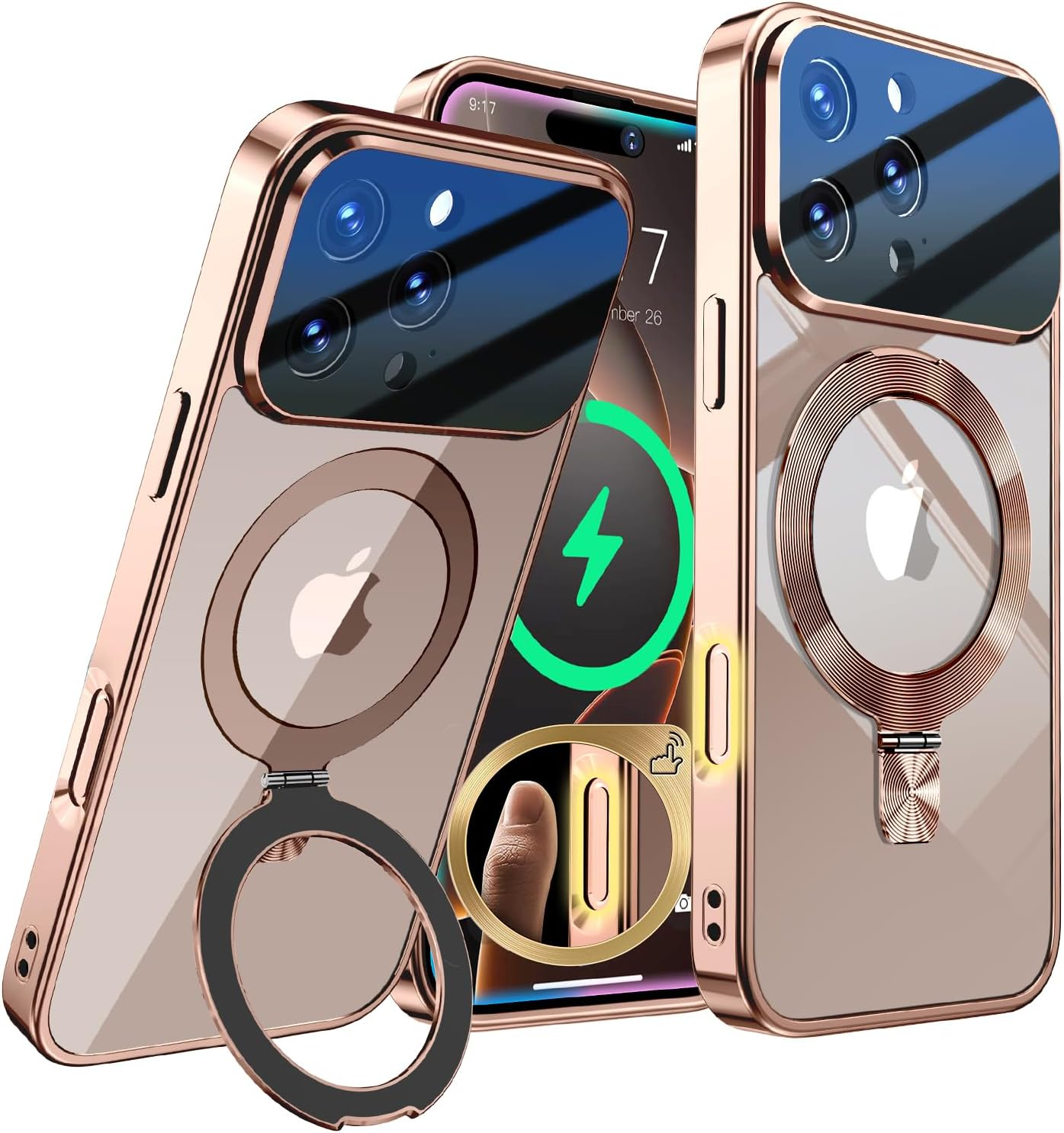 [Full Camera Lens Protection+Cd Ring Compatible with Magsafe Stand]Magnetic for