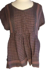 Isabel Marant Etoile SZ M/2 KEFFIYEH Brown/Black Boho Tunic Shirt Top #3010