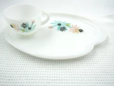 Vintage Milkglass  Tea Cup And Cookie Plate Set