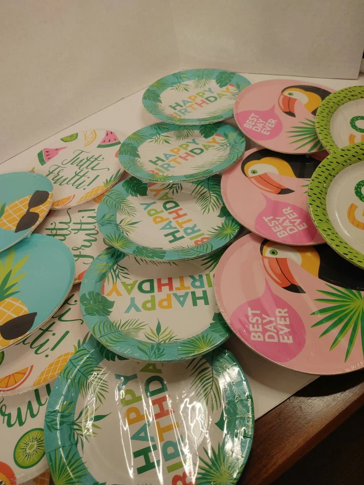 Lote de 20 juegos de 6 platos de fiesta temáticos tropicales Foto 2 de 3