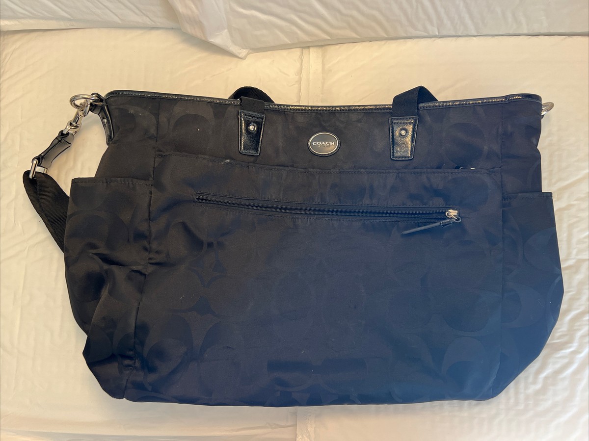 Coach Black Signature Nylon Diaper Bag Tote Bag F77577