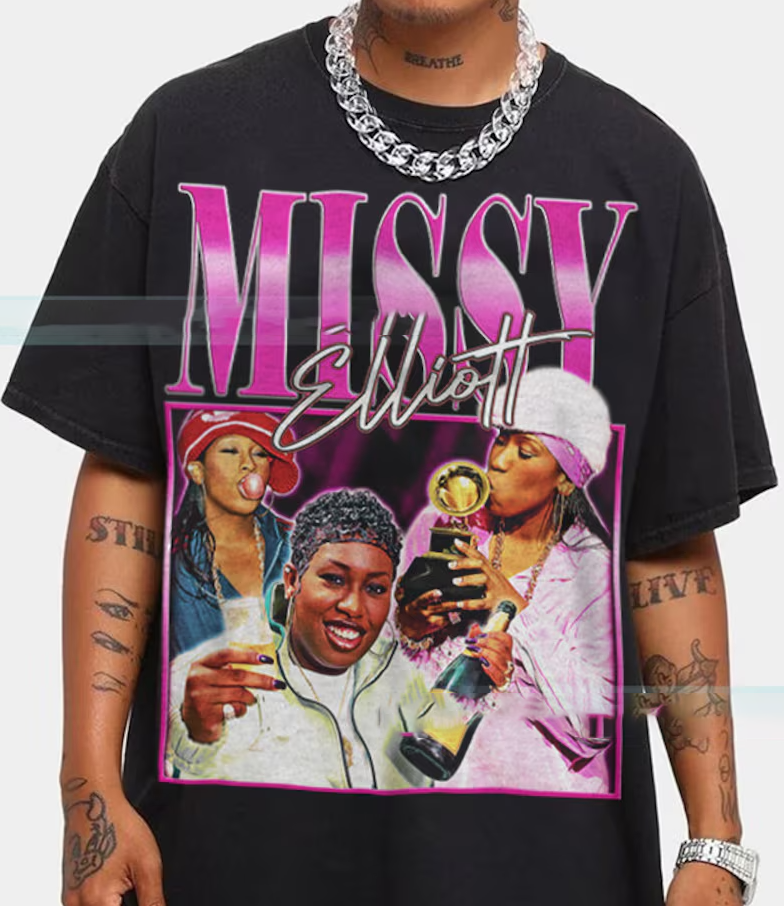 ミッシー・エリオット Tシャツ ブラック　missy eliot ヴィンテージ Missy Elliott ミッシー エリオット ヴィンテージ加工 TシャツXL