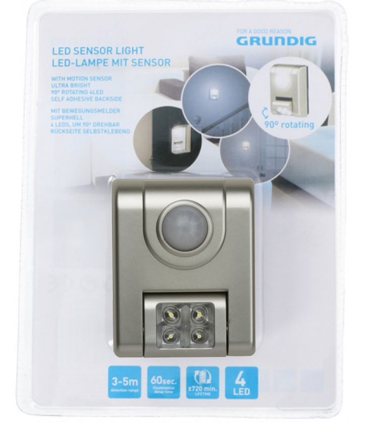 NEW Grundig LED Sensor Light Lamp With 90 Degree Rotating Panel