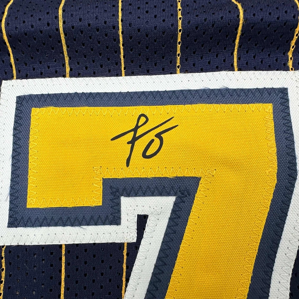 Framed Facsimile Autographed Jermaine O'Neal 35x39 Indiana Blue Reprint Jersey - Imagem 2 de 2