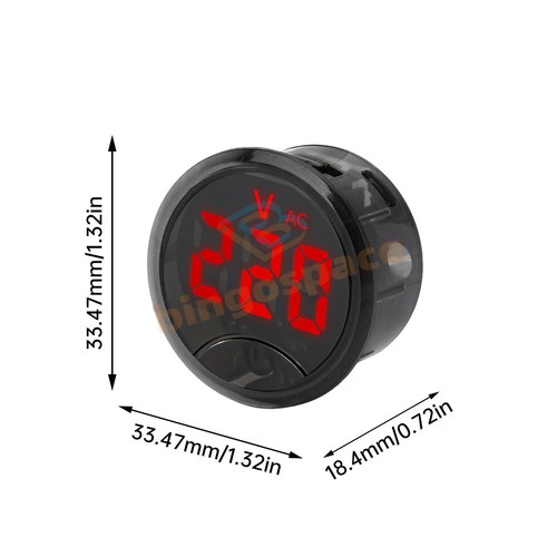 AC 50~265V DC 7-120V Voltmeter LED Digital Display Round 2/3-Wire Voltage Meter - Picture 11 of 32