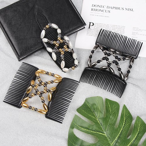 Elastic Hairpin Ponytail Holder Double Comb Magic Hair Comb Beaded Hair Claws Beaded Hair Clip – Buy The Best Products In The Online Store - Foto 9