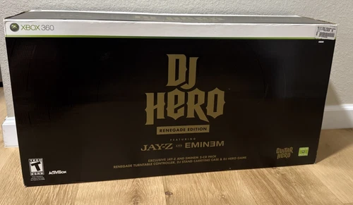 DJ Hero Renegade Edition Xbox 360 Sealed Jay-Z Eminem CD Turntable Bundle New