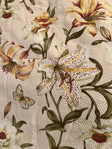 Waverly Reversible 3pc Full Sz Comforter & Sham Set Tiger Lilies & Butterflies - Picture 2 of 16