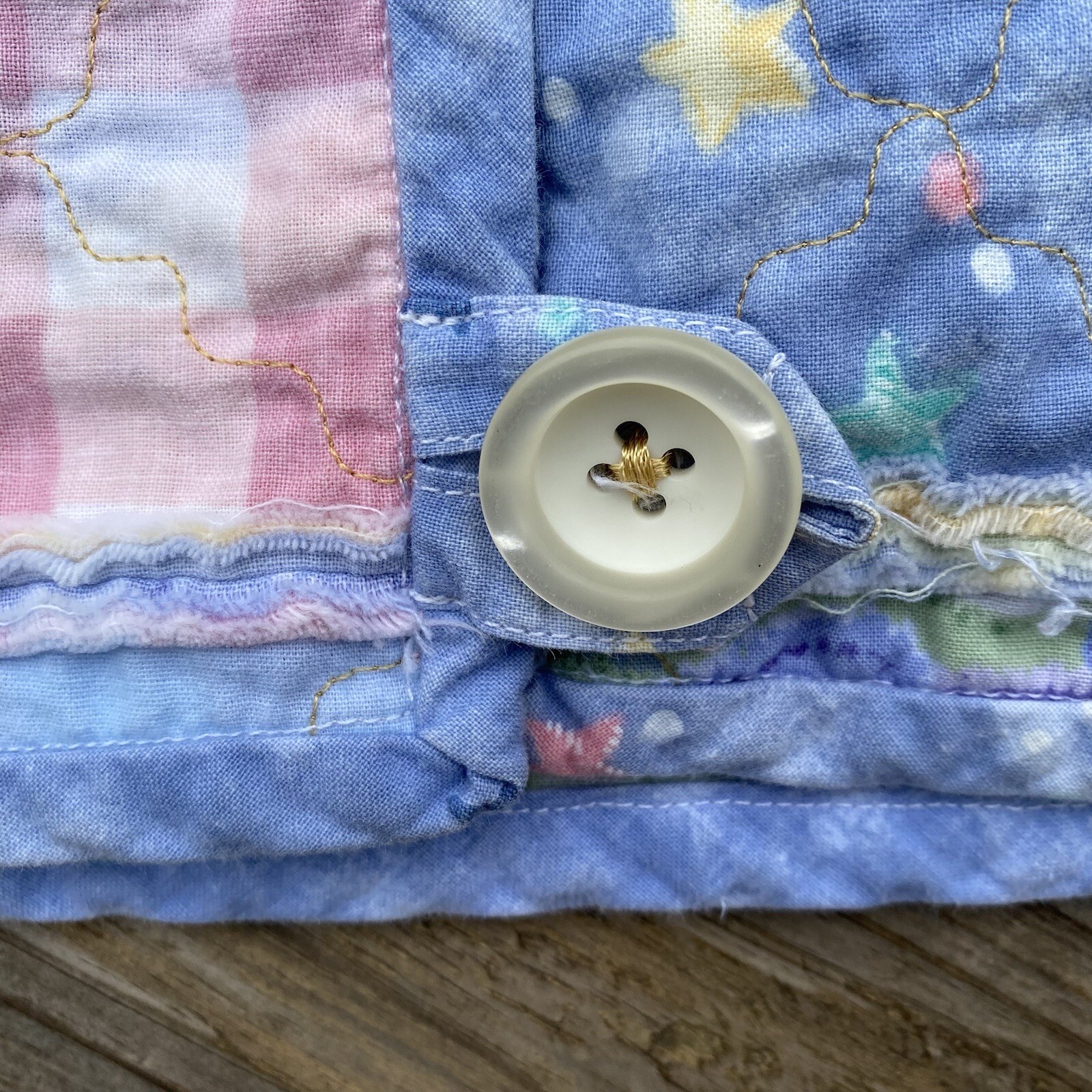 Quilted Patchwork Coat Jacket Pastel Plaid - image 6