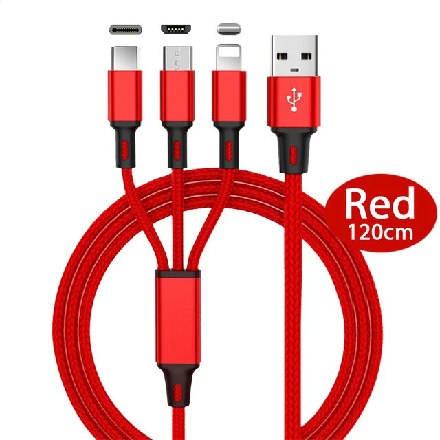 Mobile Phone Charging Cable 3in1 Type-C Micro USB IOS For IPhone Samsung Huawei_voghion.com