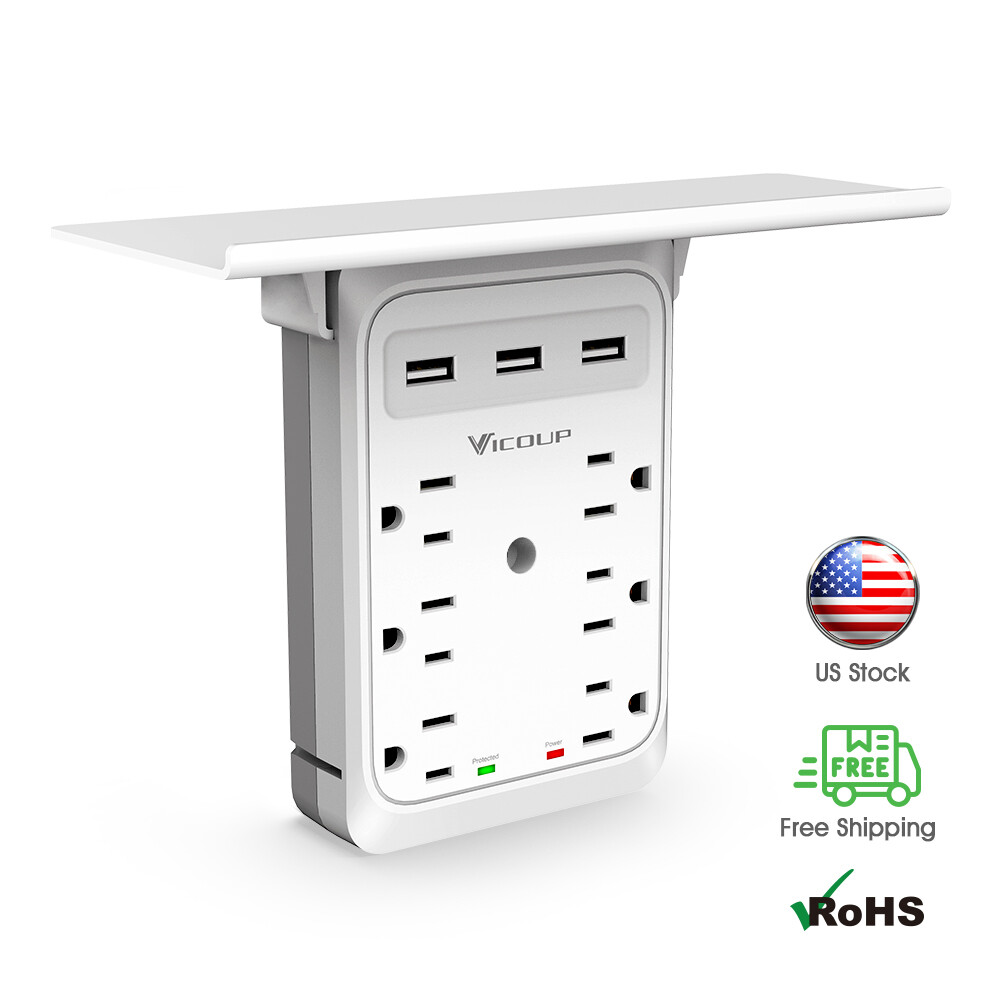 Surge Protector 1080J with 6-Outlets and 3-USB , and Convenient Removable Shelf-image