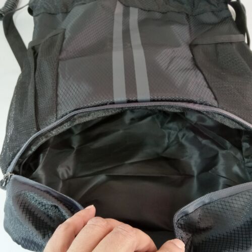 Black Sports Drawstring Backpack Swim Gym Bag Shoes Compartment Waterproof - Picture 7 of 11