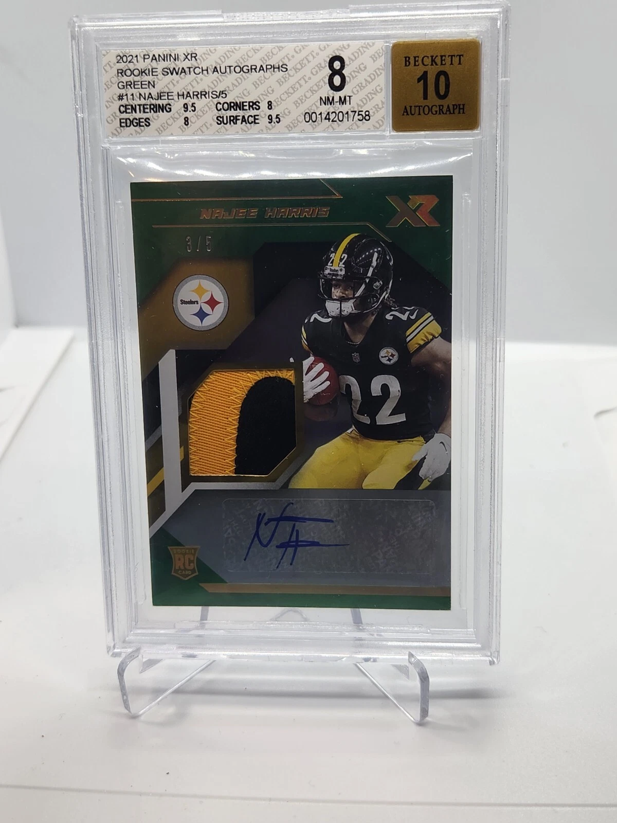 Najee Harris Panini XR Rookie XL Swatch Autographs #NHA Green