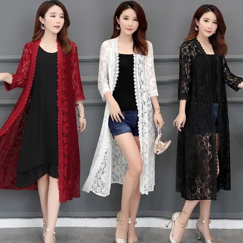 Women Lace Kimono Floral Embroidered 