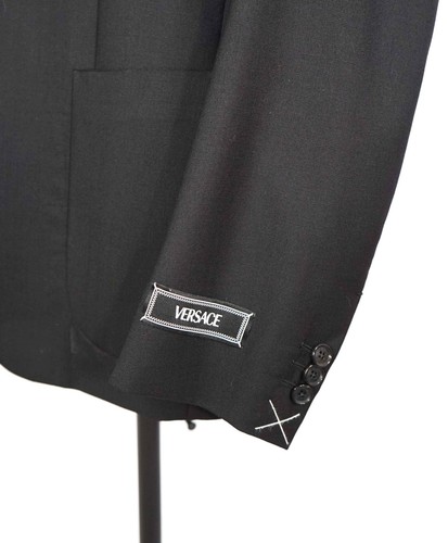 $3,350 Versace "BIGGIE" Solid Black Logo Side Tab Suit 40 - Picture 12 of 19